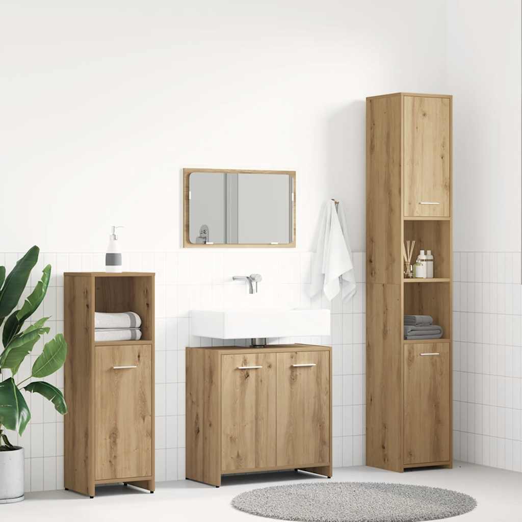4 Piece Bathroom Furniture Set Artisan Oak Engineered Wood - Design Hut