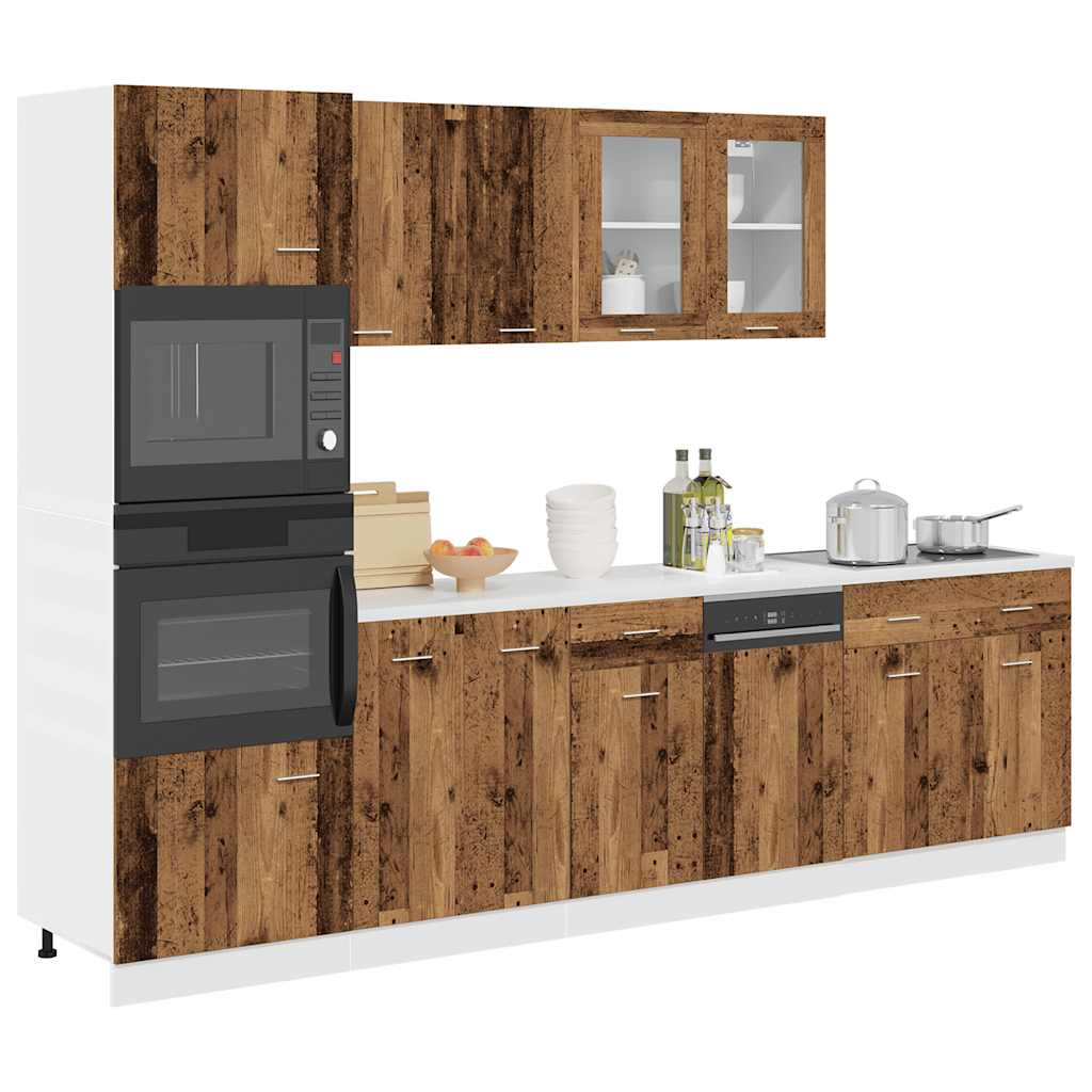 7 Piece Kitchen Cabinet Set Old Wood Engineered Wood - Design Hut