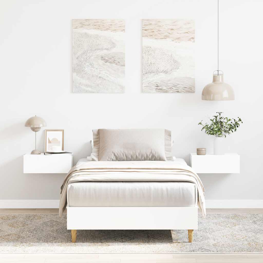Bedframe White 100x200cm Engineered Wood - Discount Dealers