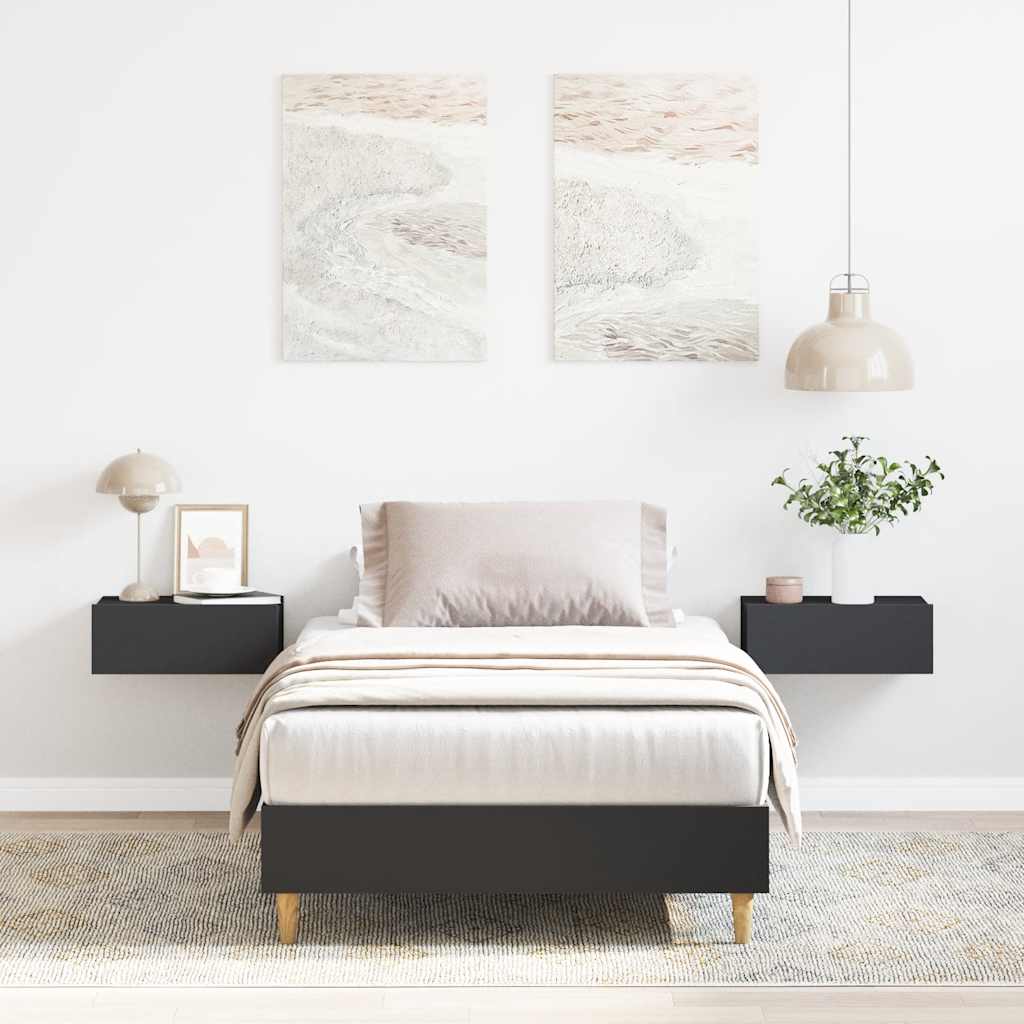 Bedframe Black 90x200cm Engineered Wood - All Things Good