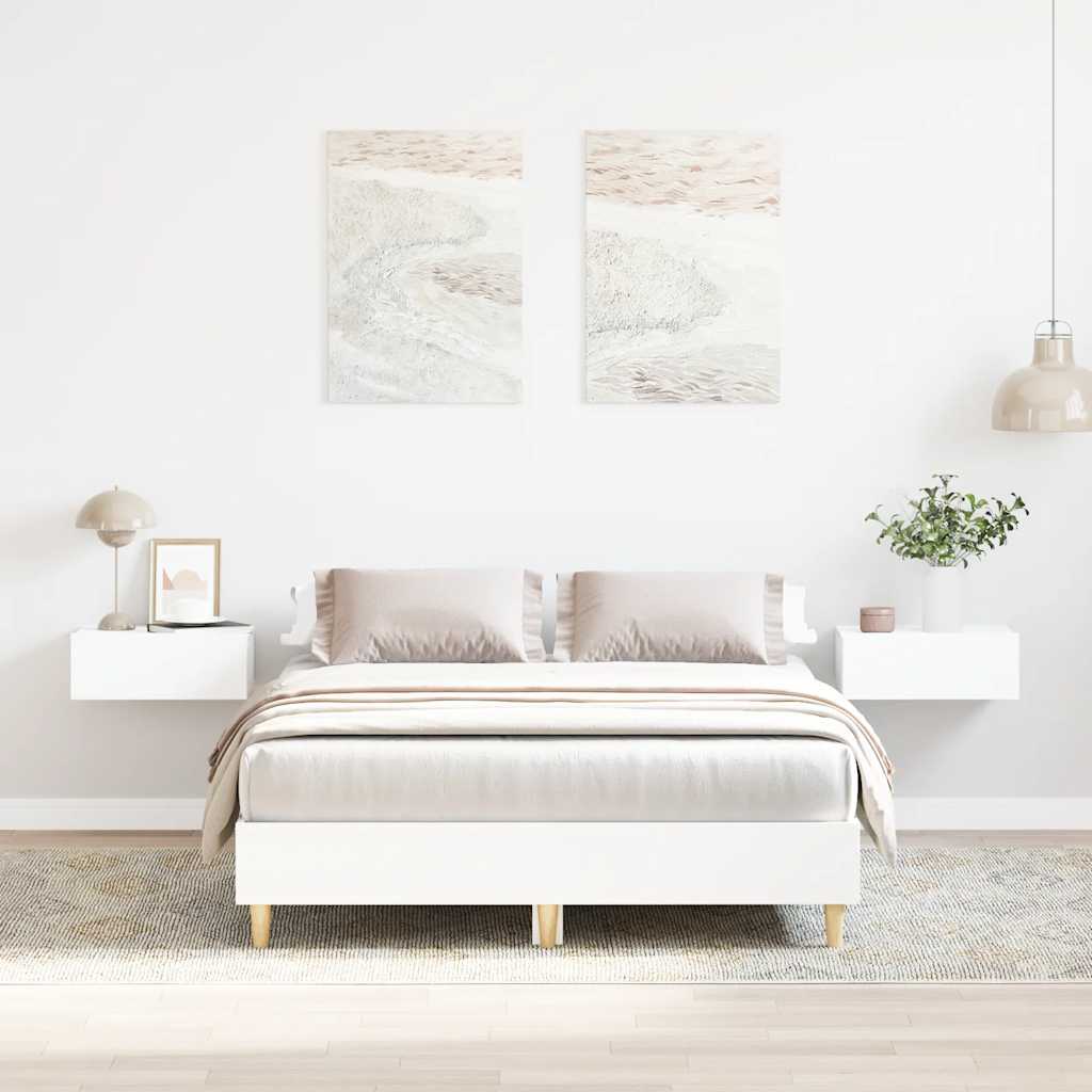 Bedframe White 140x190cm Engineered Wood - Brittle & Co