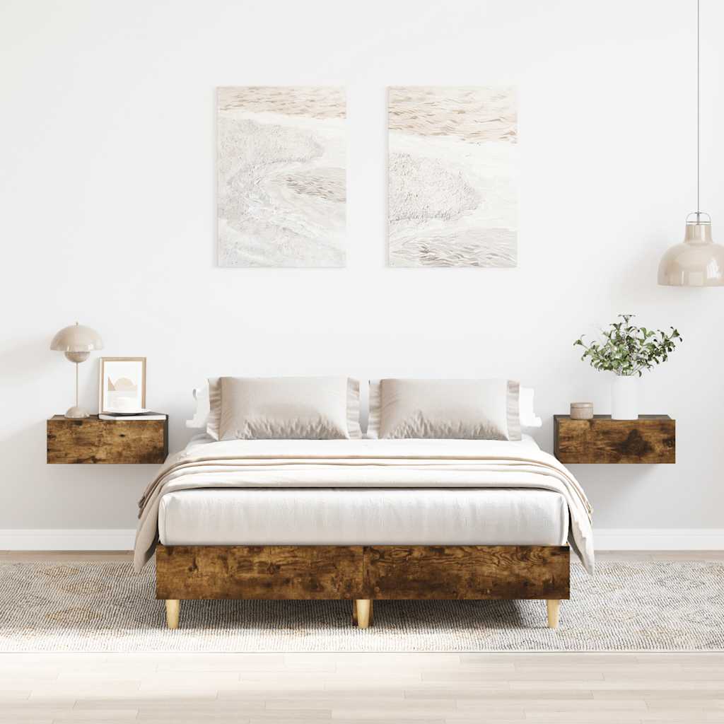 Bedframe Smoked Oak 120x190cm Small Double Engineered Wood - Design Hut