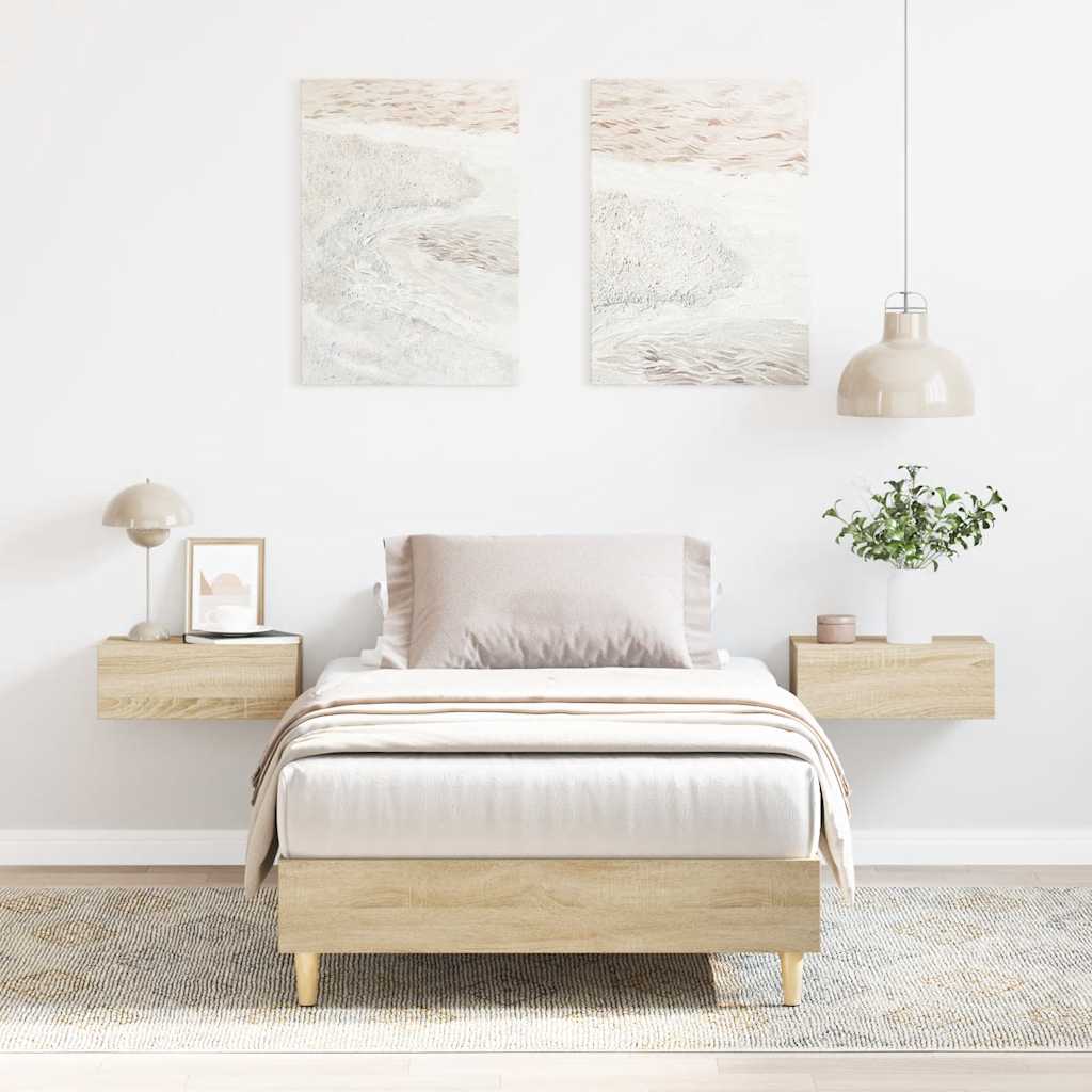 Bedframe Sonoma Oak 75x190cm Small Single Engineered Wood - All Things Good