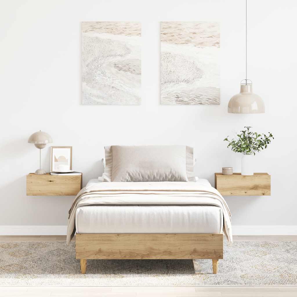 Bedframe Artisan Oak 75x190cm Small Single Engineered Wood - Discount Dealers