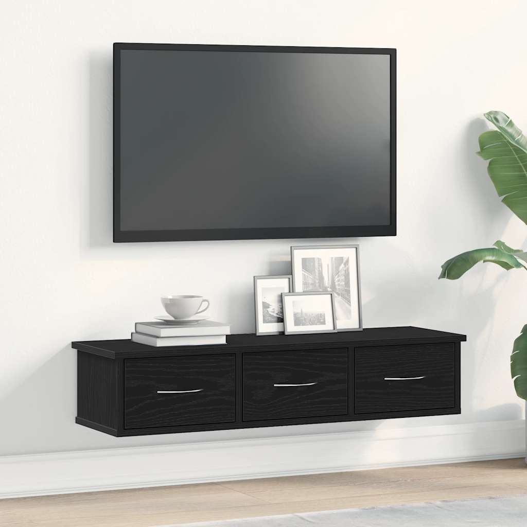 Wall Cabinet Black Oak 88x26x18.5 cm Engineered Wood - Merkel Designers