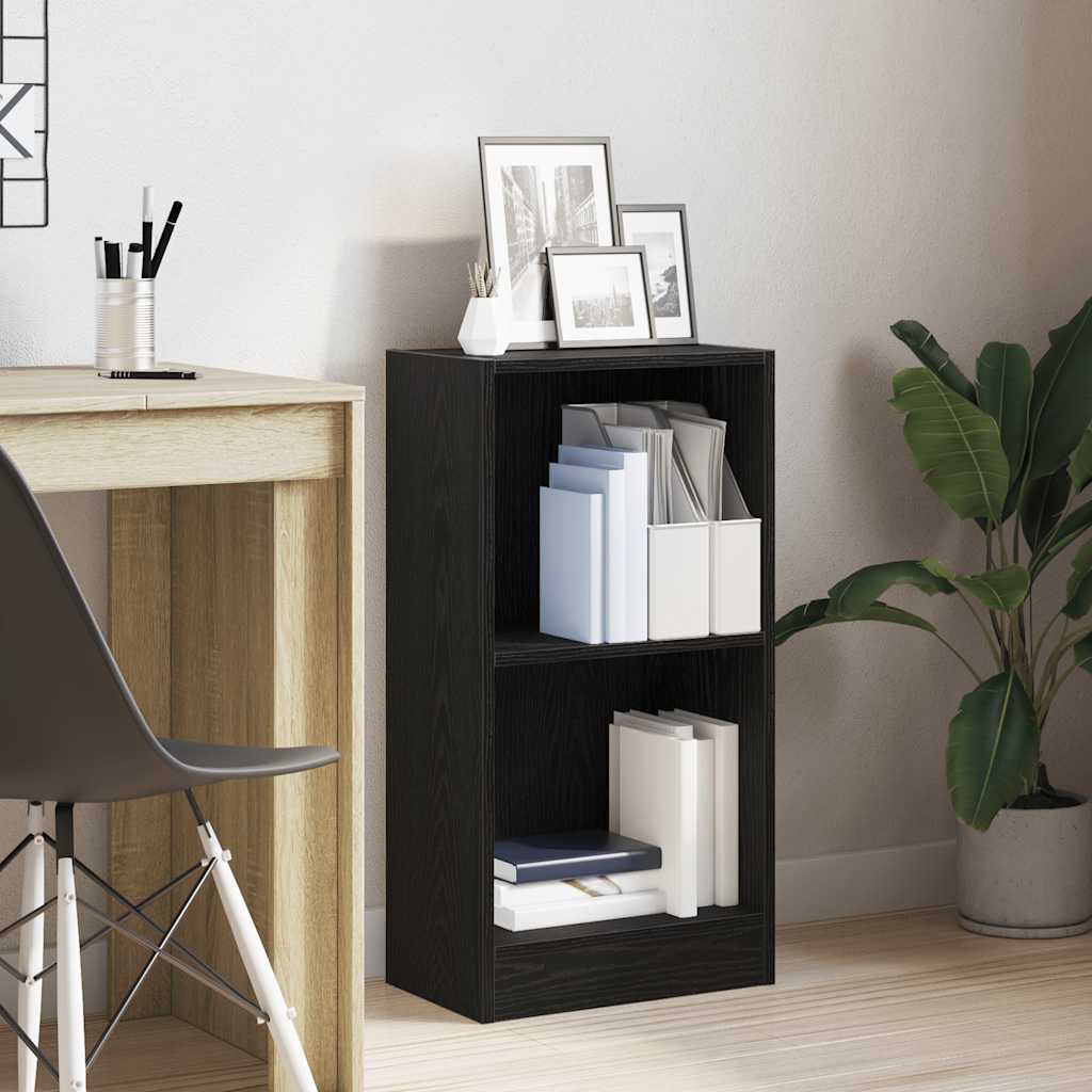Bookcase Black Oak 40x24x76 cm Engineered Wood - Charlotte Dunes