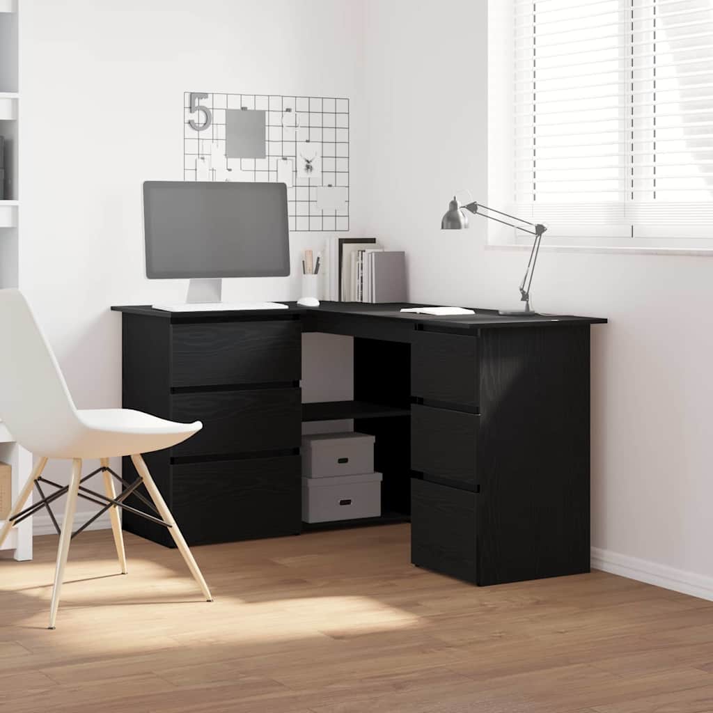 Black Oak Corner Desk, 145x100x76 cm, Made of Engineered Wood - Casper Homes