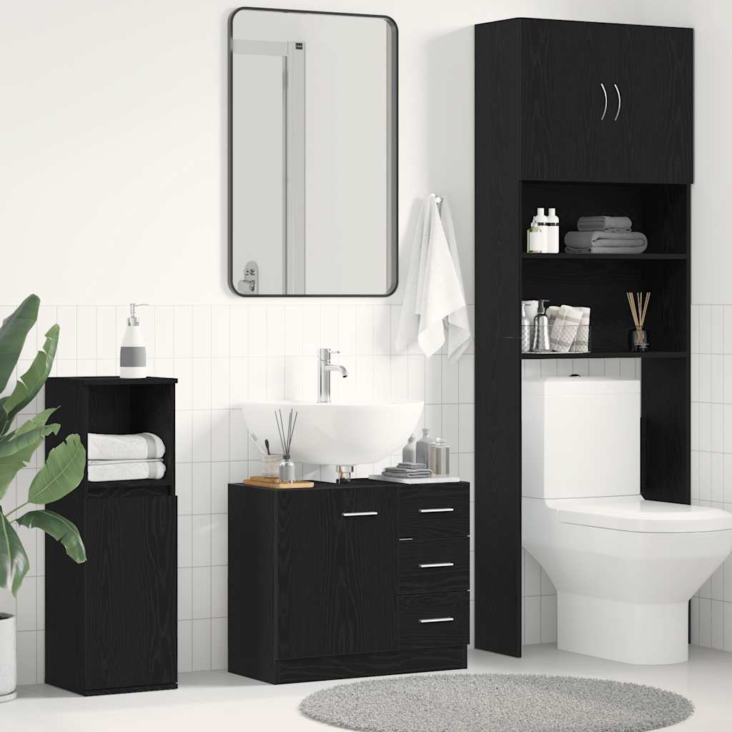 Sink Cabinet Black Oak 63x30x54 cm Engineered Wood - Decor Base