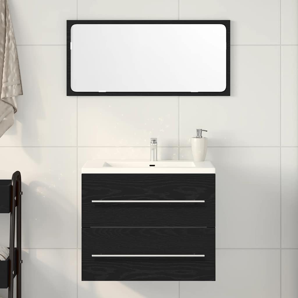 Bathroom Sink Cabinet Black Oak 60x38.5x48 cm Engineered Wood - Decor Base