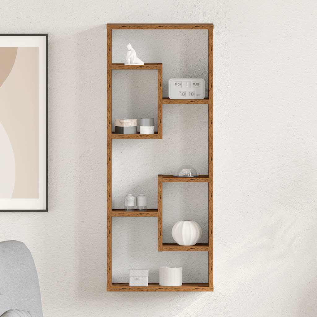 Wall Shelf Old Wood 36x16x90 cm Engineered Wood - Design Hut