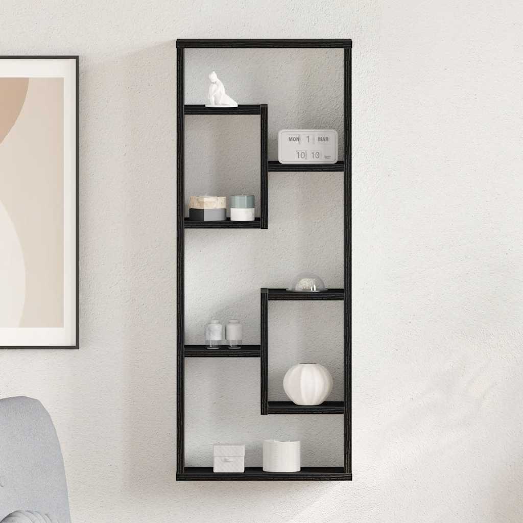 Wall Shelf Black Oak 36x16x90 cm Engineered Wood - Design Hut