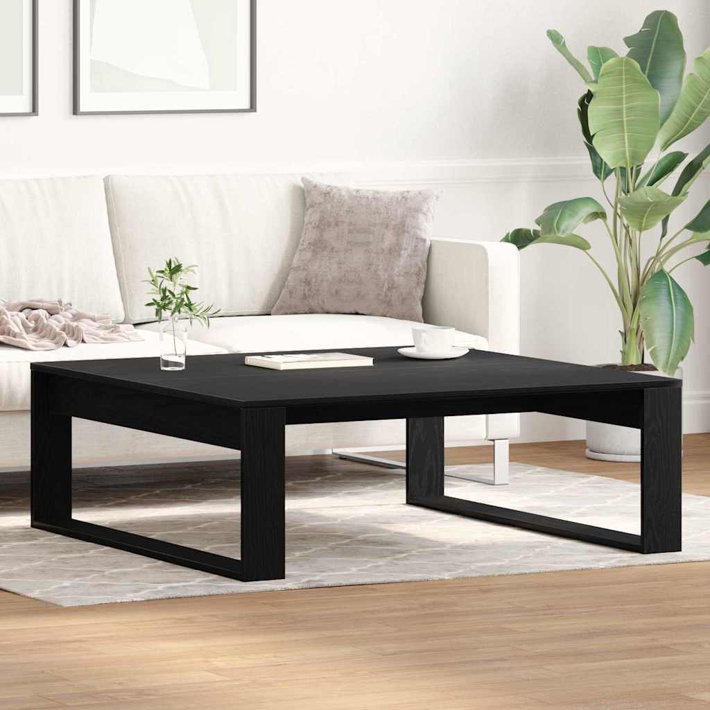 Black Oak Coffee Table - 100x100x35 cm Made from Engineered Wood - Direct Imports