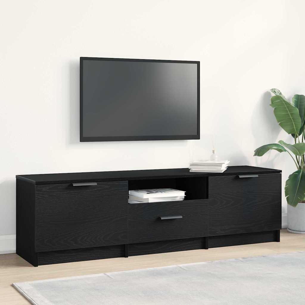 TV Cabinet - Black Oak - 140x35x40 cm - Made of Engineered Wood - R and M Furniture