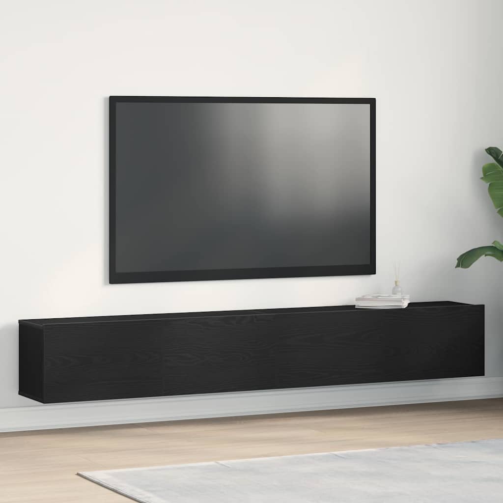 TV Cabinets 2 pcs Black Oak 100x30x30 cm Engineered Wood - Brittle & Co