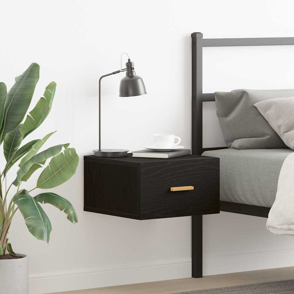 Wall-mounted Bedside Cabinet Black Oak 35x35x20 cm - Sid & Sam