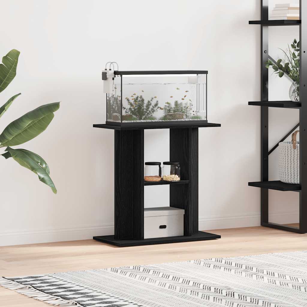 Aquarium Stand Black Oak 60x30x60 cm Engineered Wood - Direct Imports