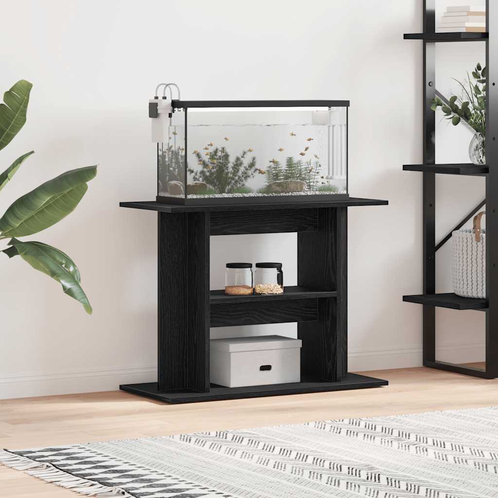 Aquarium Stand Black Oak 80x35x60 cm Engineered Wood - Direct Imports