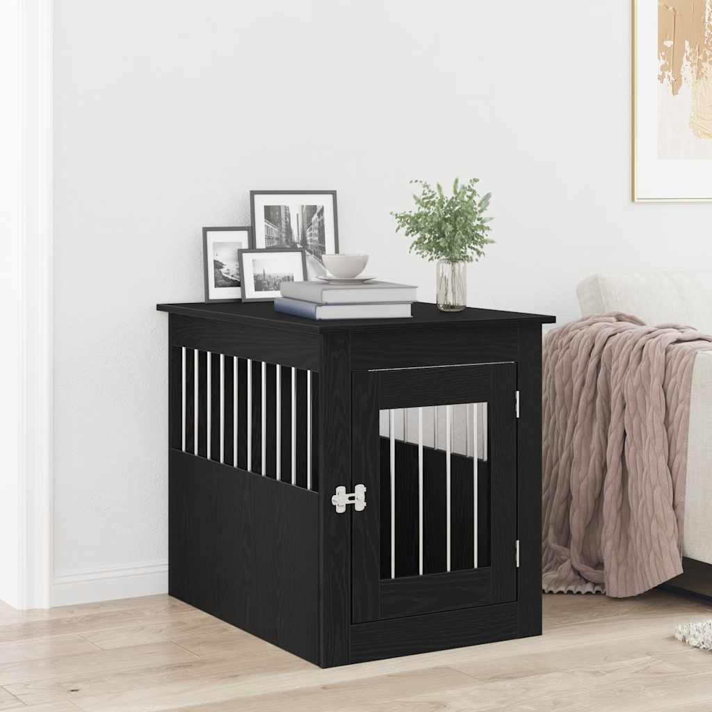 Dog Crate Furniture Black Oak 75x55x65 cm Engineered Wood - Discount Dealers
