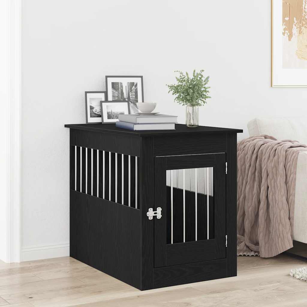 Dog Crate Furniture Black Oak 80x55x68 cm Engineered Wood - Discount Dealers