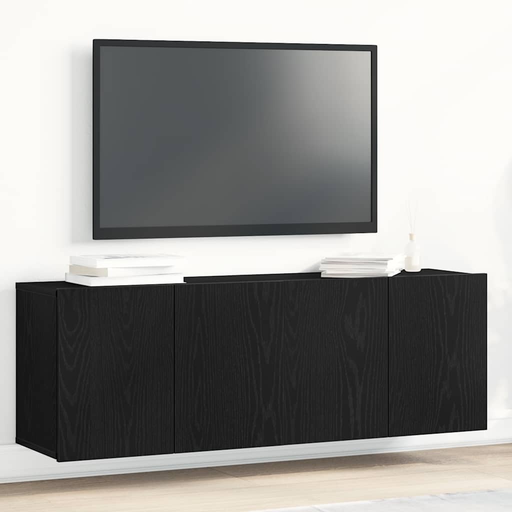 TV Cabinets 2 Pieces Black Oak 120x30x41 cm Engineered Wood - Unbeatable Bargains