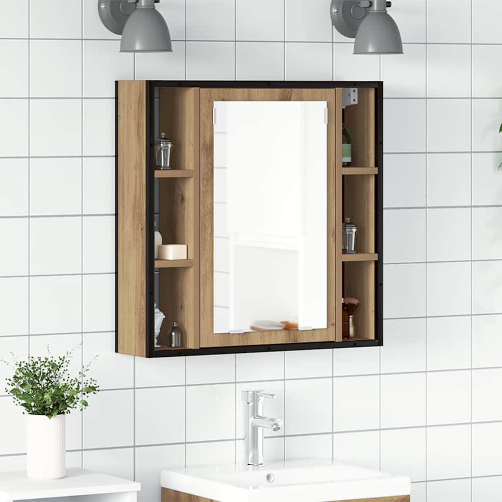 Bathroom Mirror Cabinet Artisan Oak 60x16x60 cm Engineered Wood - Discount Dealers