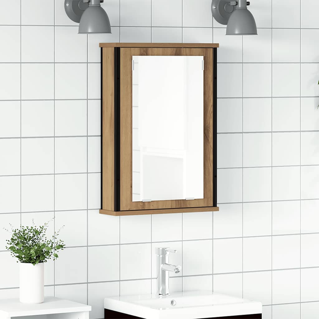 Bathroom Mirror Cabinet Artisan Oak 42x12x60 cm Engineered Wood - Merkel Designers