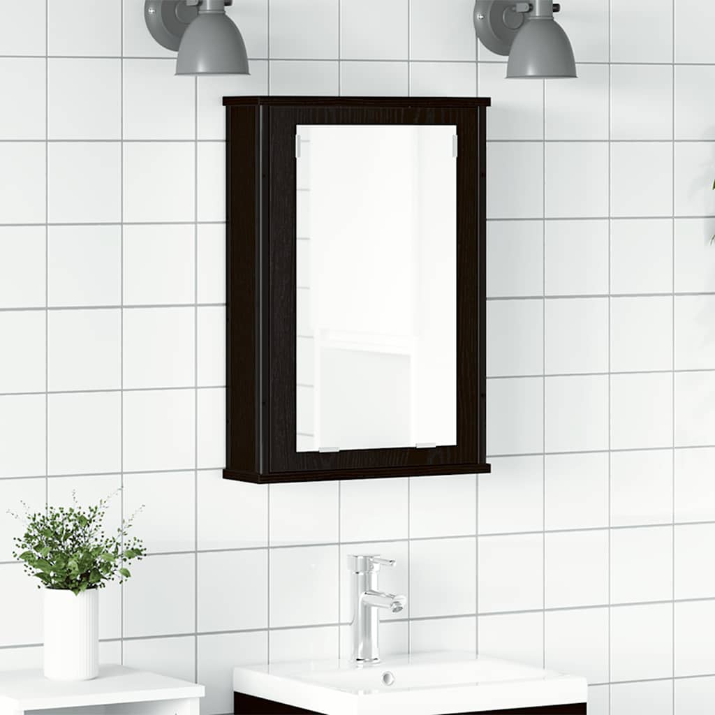 Bathroom Mirror Cabinet Black Oak 42x12x60 cm Engineered Wood - Merkel Designers