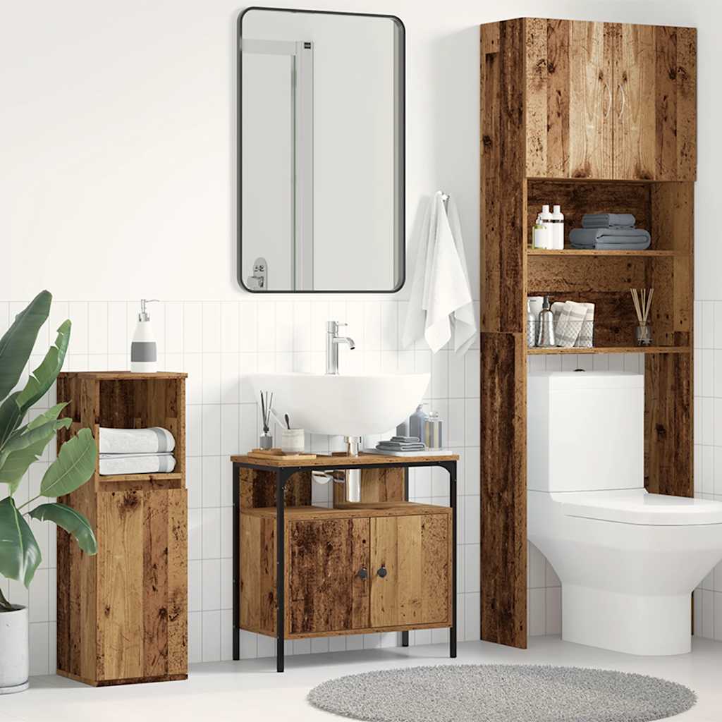 Bathroom Sink Cabinet Old Wood 60x30x60 cm Engineered Wood - Decor Base