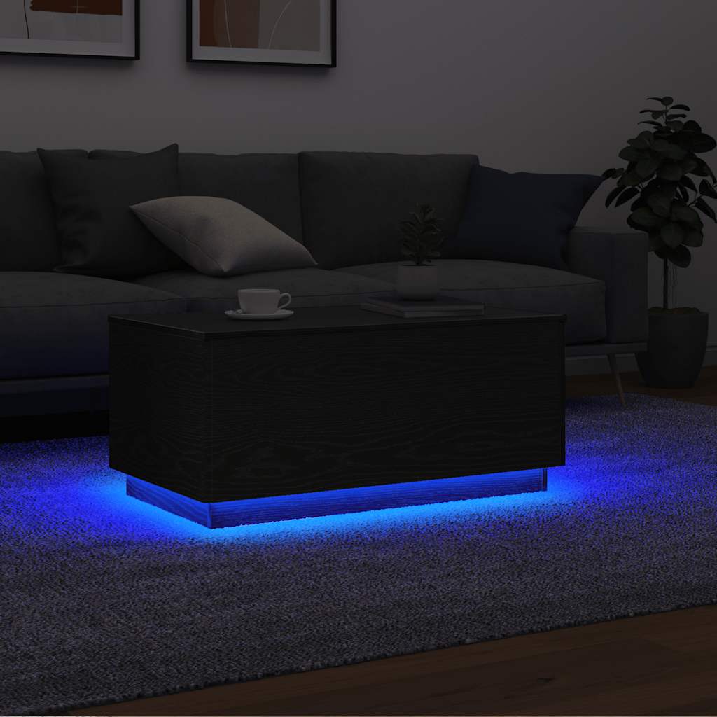 Coffee Table with LED Lights Black Oak 90x49x40 cm - Merkel Designers