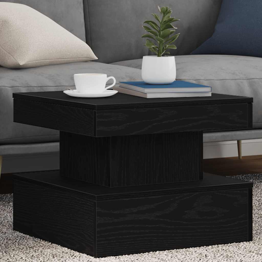 Coffee Table with LED Lights Black Oak 50x50x40 cm - Merkel Designers