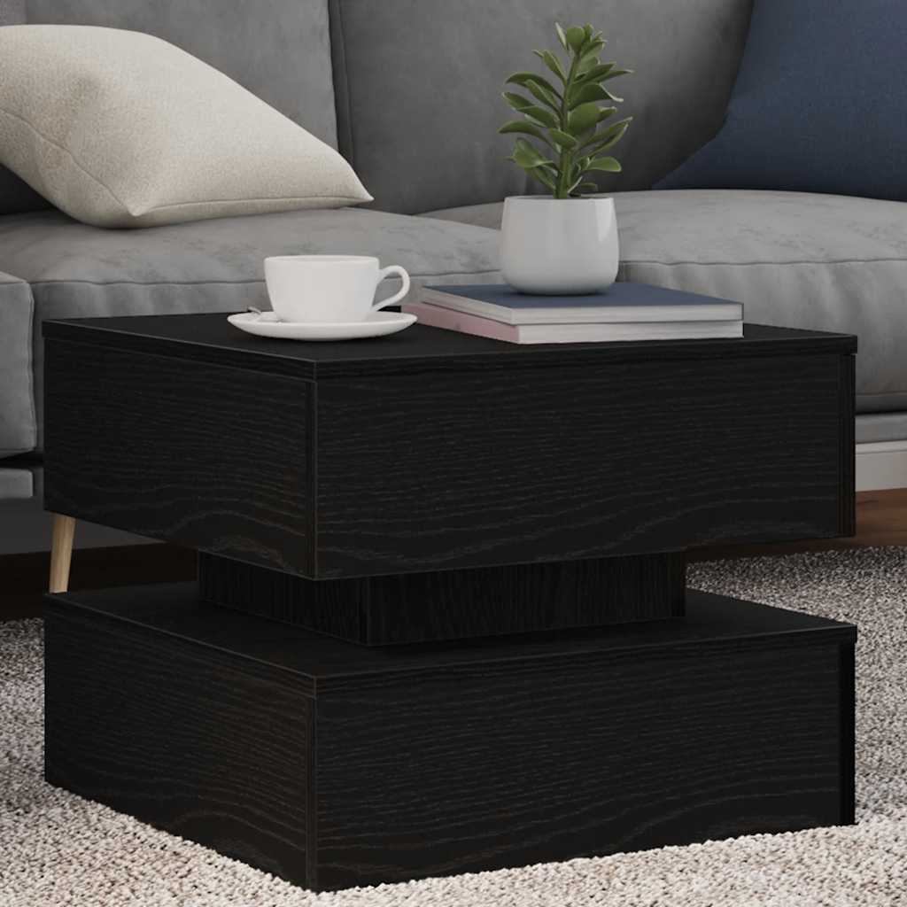 Coffee Table with LED Lights Black Oak 50x50x40 cm - Merkel Designers