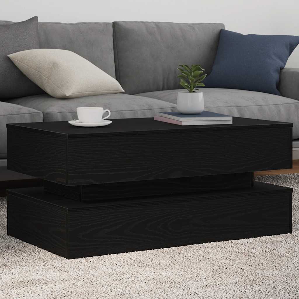 Coffee Table with LED Lights Black Oak 90x50x40 cm - Merkel Designers