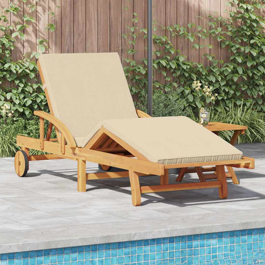 CLARIDG Sun Lounger Reclining 200x67x84 cm Acacia Wooden - Beige - Charlotte Dunes