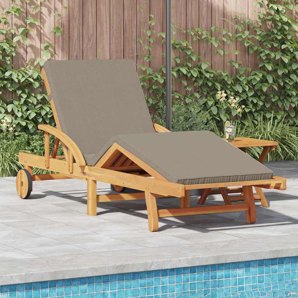 CLARIDG Sun Lounger Reclining Taupe 200x67x84cm Solid Acacia Wood - Charlotte Dunes