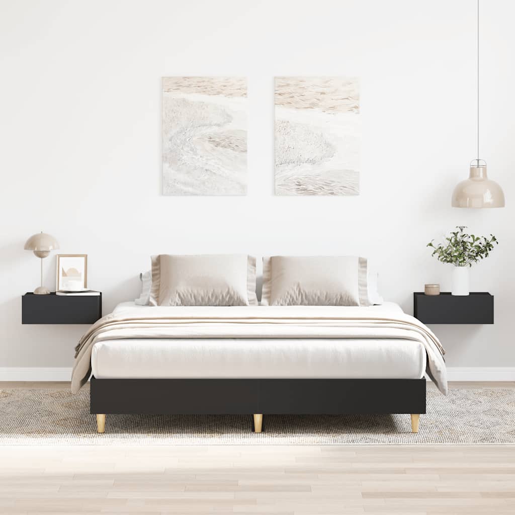 Bedframe Black 140x200cm Engineered Wood - Discount Dealers