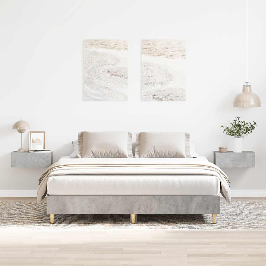 Bedframe Concrete Grey 140x200cm Engineered Wood - Merkel Designers