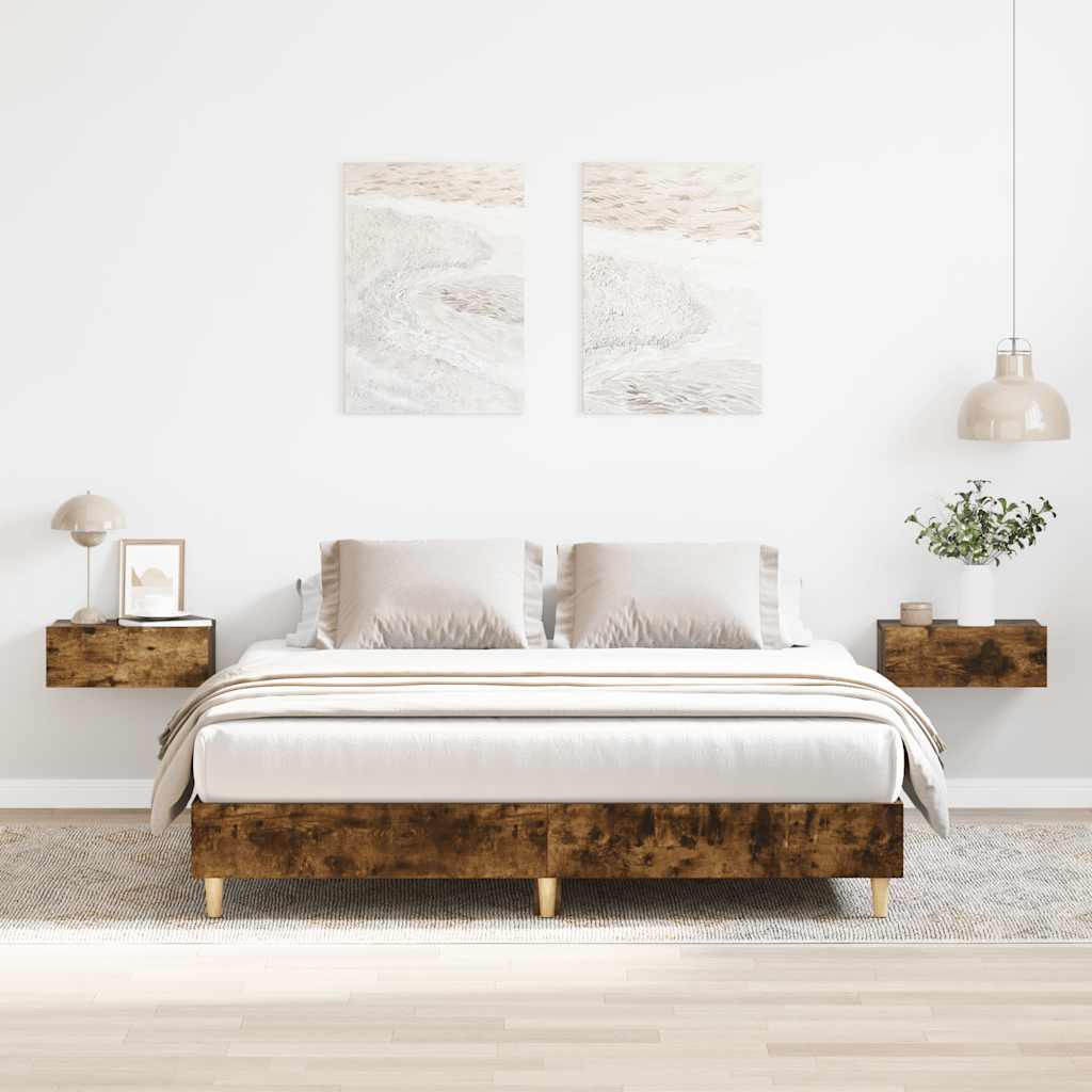 Bedframe Smoked Oak 140x200cm Engineered Wood - Brittle & Co