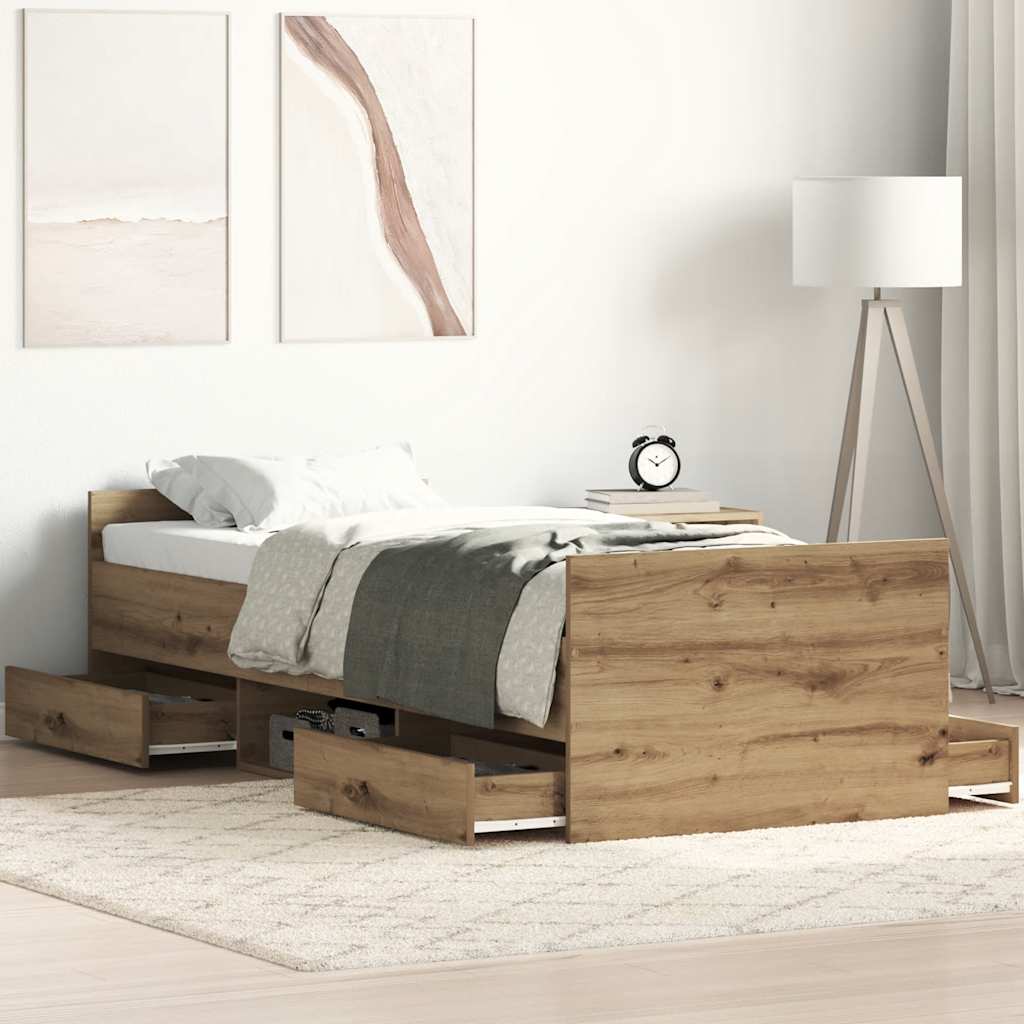 Bedframe Artisan Oak 90x200cm Engineered Wood - Merlin Deals