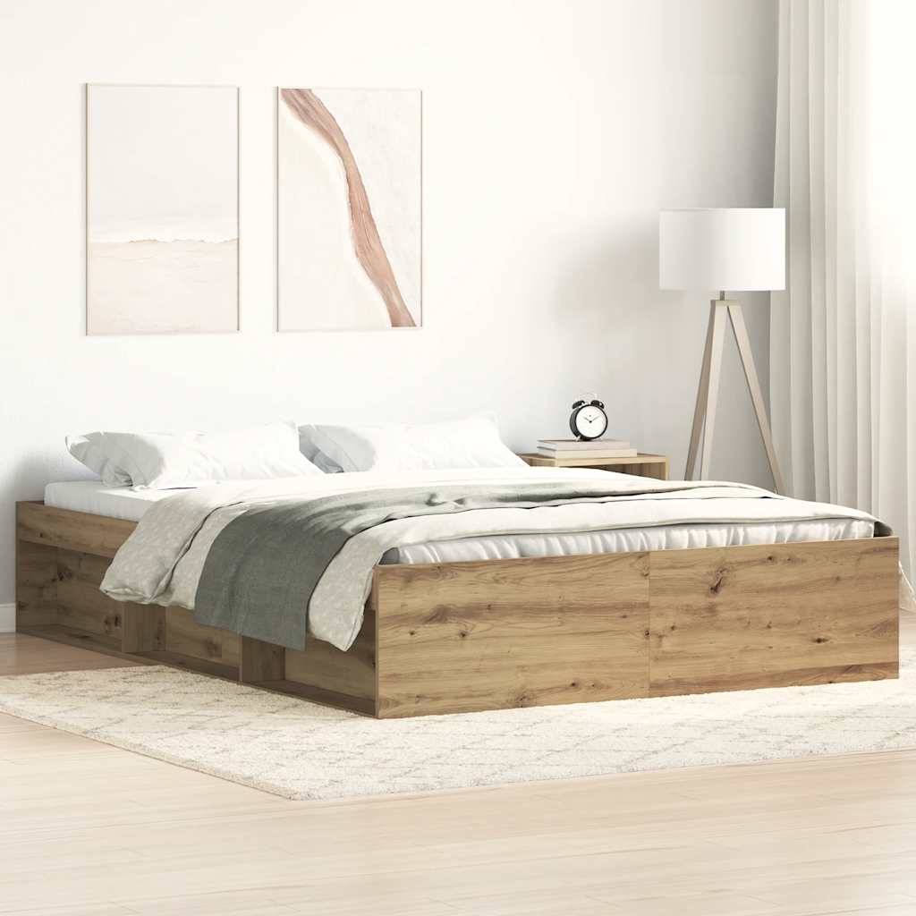 Bedframe Artisan Oak 140x200cm Engineered Wood - Sid & Sam