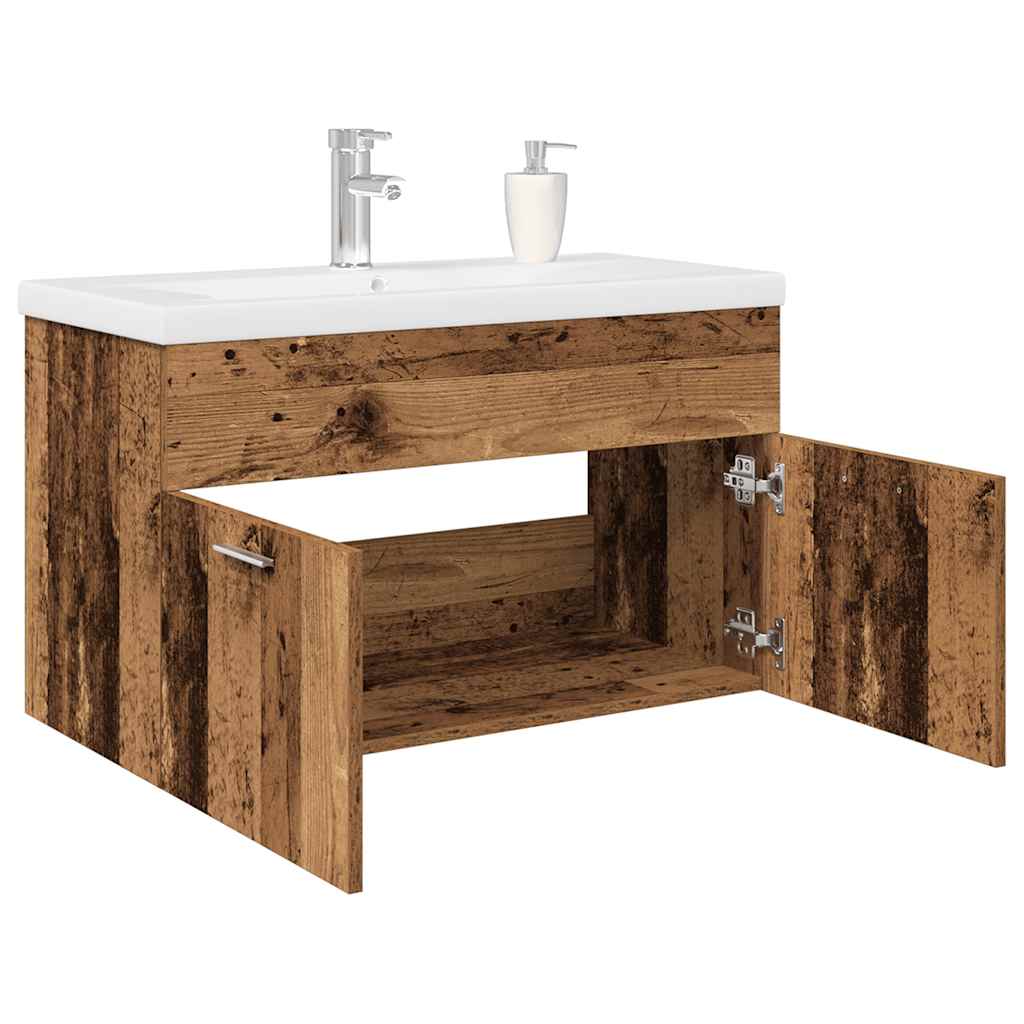 Sink Cabinet with Built-in Basin and Faucet Old Wood - Design Hut