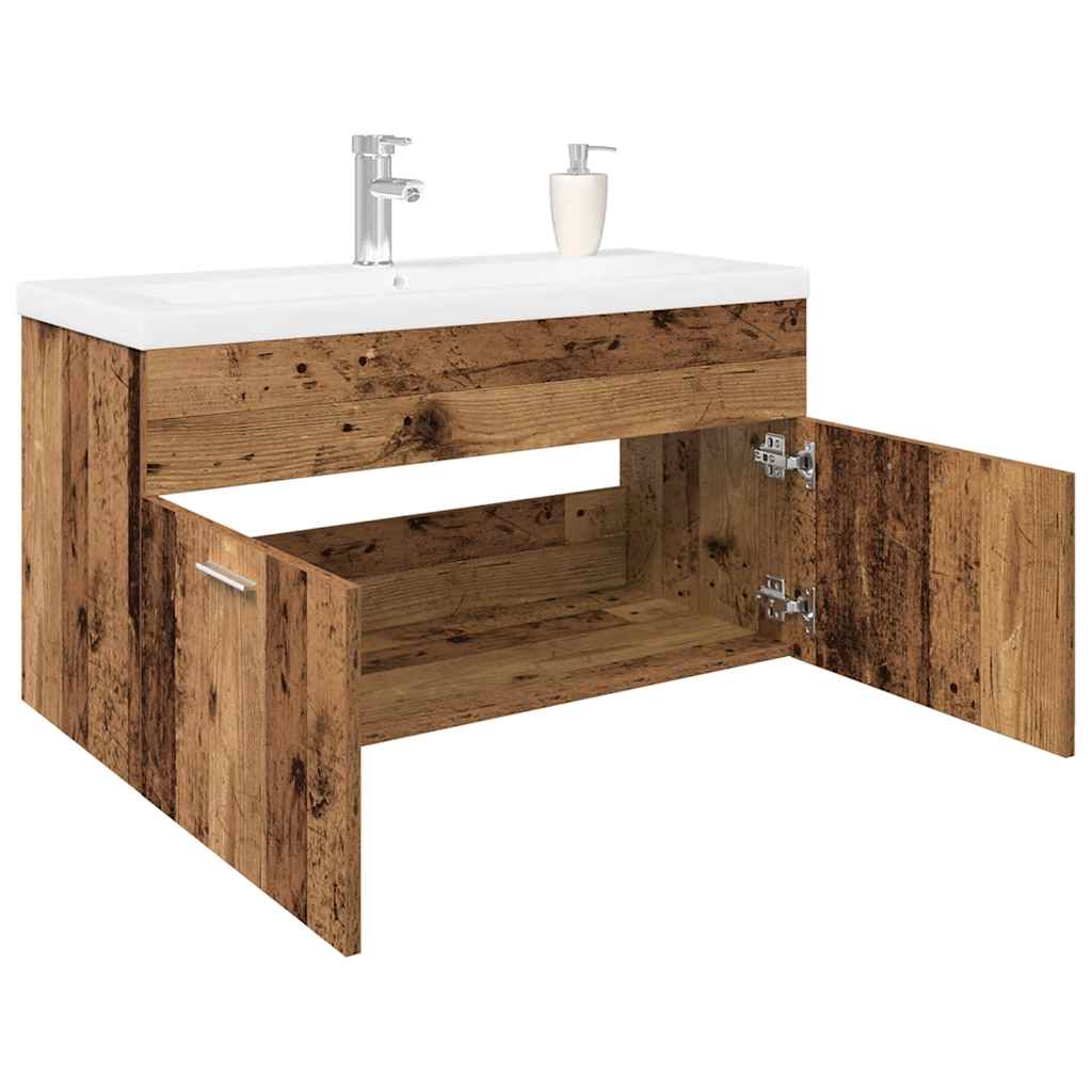 Sink Cabinet with Built-in Basin Old Wood Engineered Wood - Direct Imports