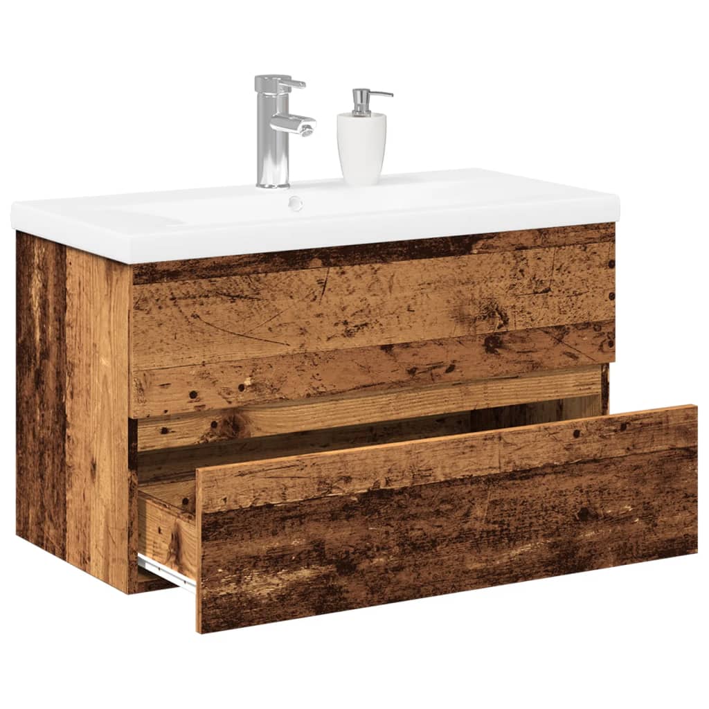 Sink Cabinet with Built-in Basin Old Wood - Sid & Sam