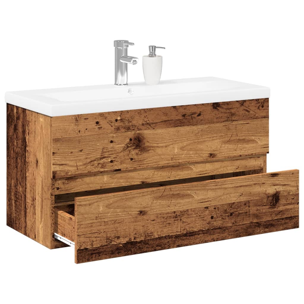 Sink Cabinet with Built-in Basin Old Wood - All Things Good