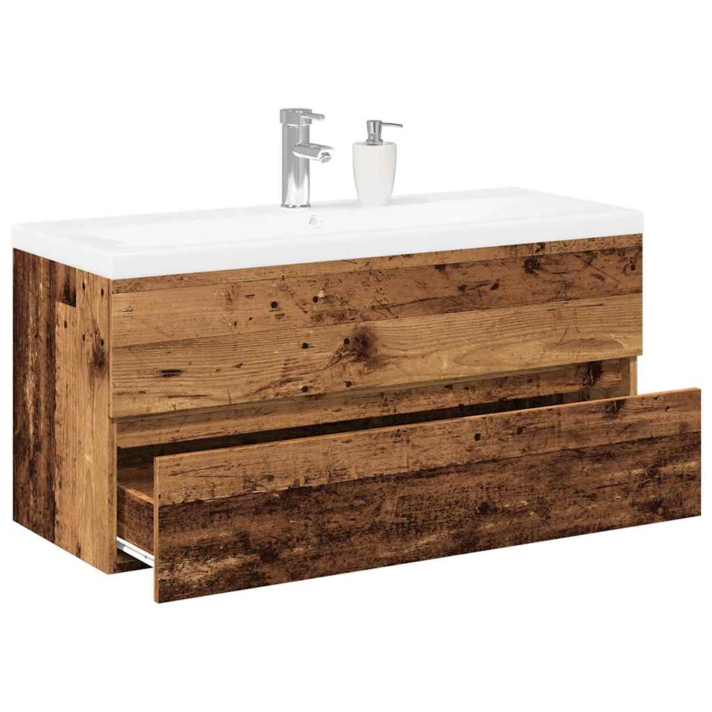 Sink Cabinet with Built-in Basin Old Wood - Unbeatable Bargains