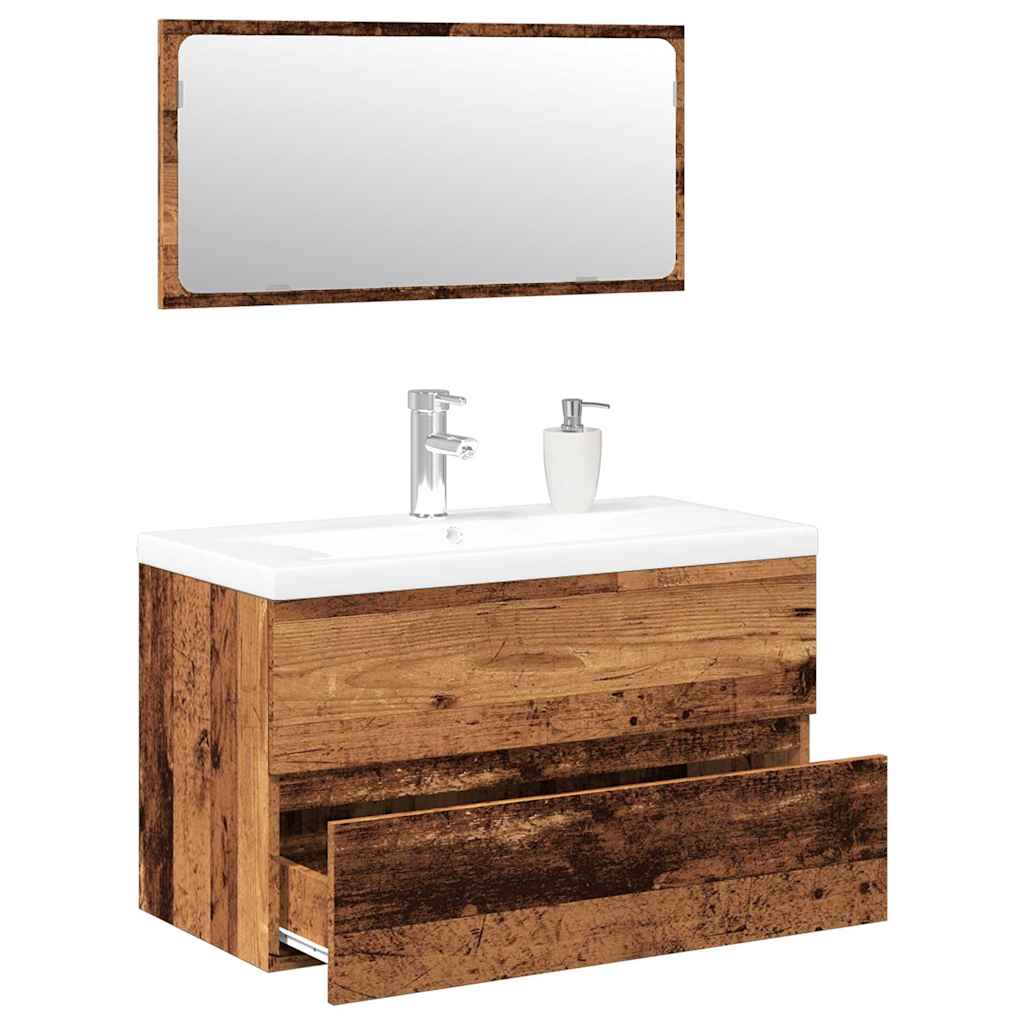 Bathroom Furniture Set Old Wood Engineered Wood - Design Hut