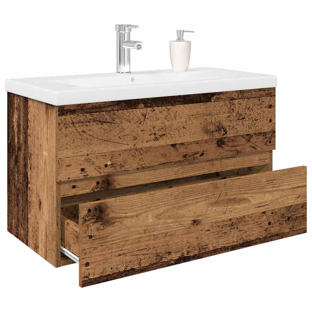 Sink Cabinet with Built-in Basin and Faucet Old Wood - Direct Imports