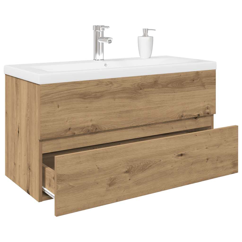 Sink Cabinet with Built-in Basin and Faucet Artisan Oak - Merlin Deals