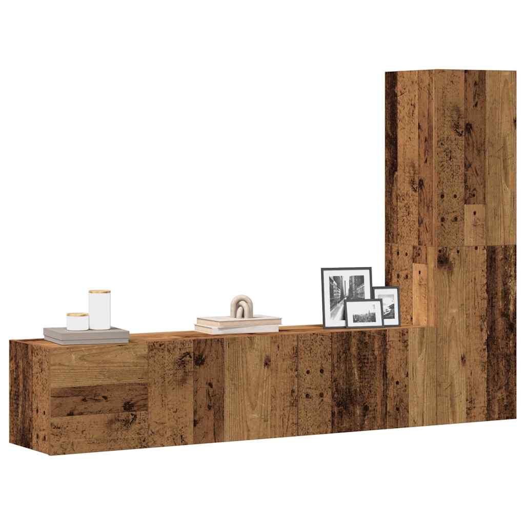 Wall Mounted TV cabinets 3 pcs Old Wood Engineered Wood - Decor Base