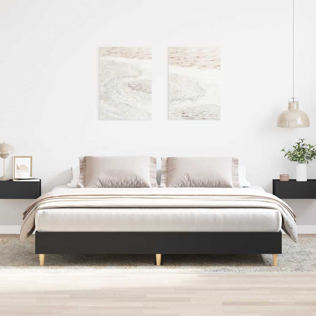Bedframe Black 180x200cm Engineered Wood - Discount Dealers