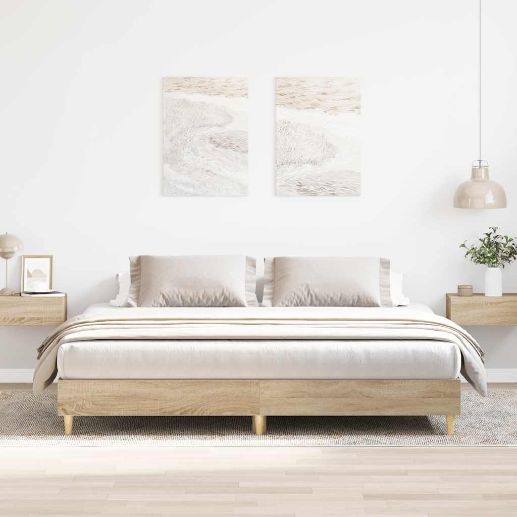 Bedframe Sonoma Oak 160x200cm Engineered Wood - Charlotte Dunes